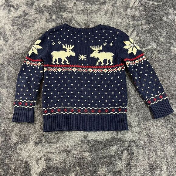 Vtg Polo Ralph Lauren Cotton Wool Fair Isle Moose AOP Knitted Sweater Youth 6 - Picture 8 of 11